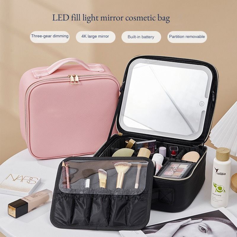 Trousses de maquillage de voyage avec miroir éclairé LED حقيبة مكياج للسفر مع مرآة مضاءة LED
