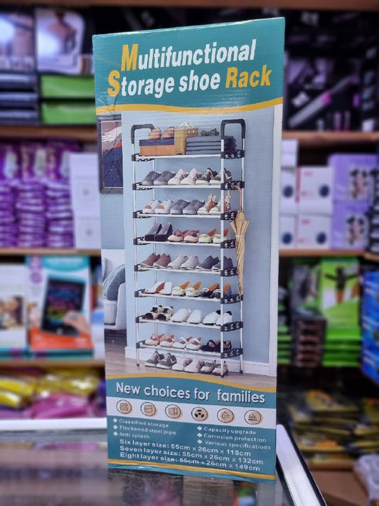 رف أحذية بـ 8 طبقات وسعة 56 حذاء  8-Tier Shoe Rack with Capacity for 56 Shoes