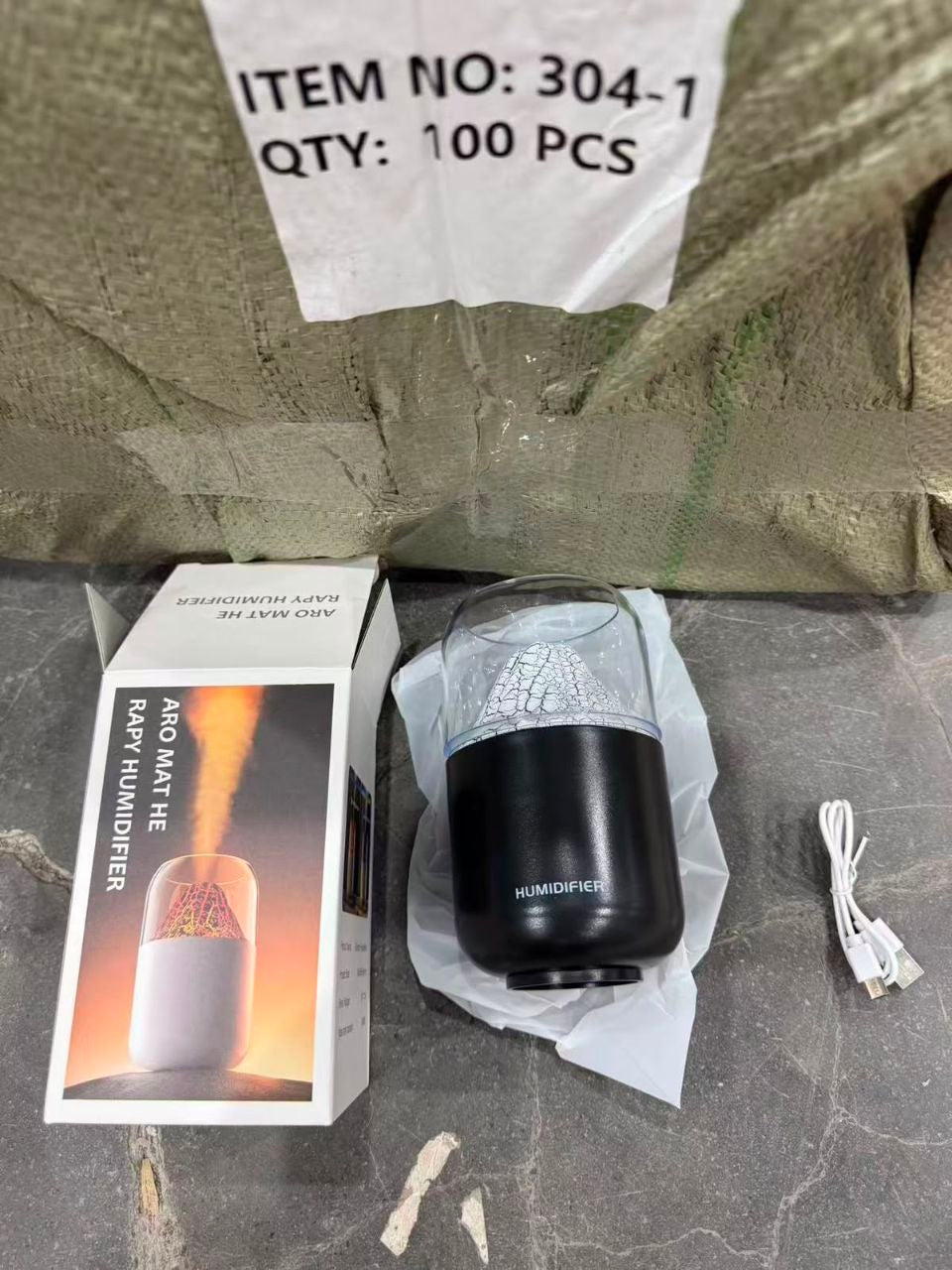 جهاز ترطيب بتصميم مصباح البركان المتشقق Humidificateur à lampe volcan craquelé