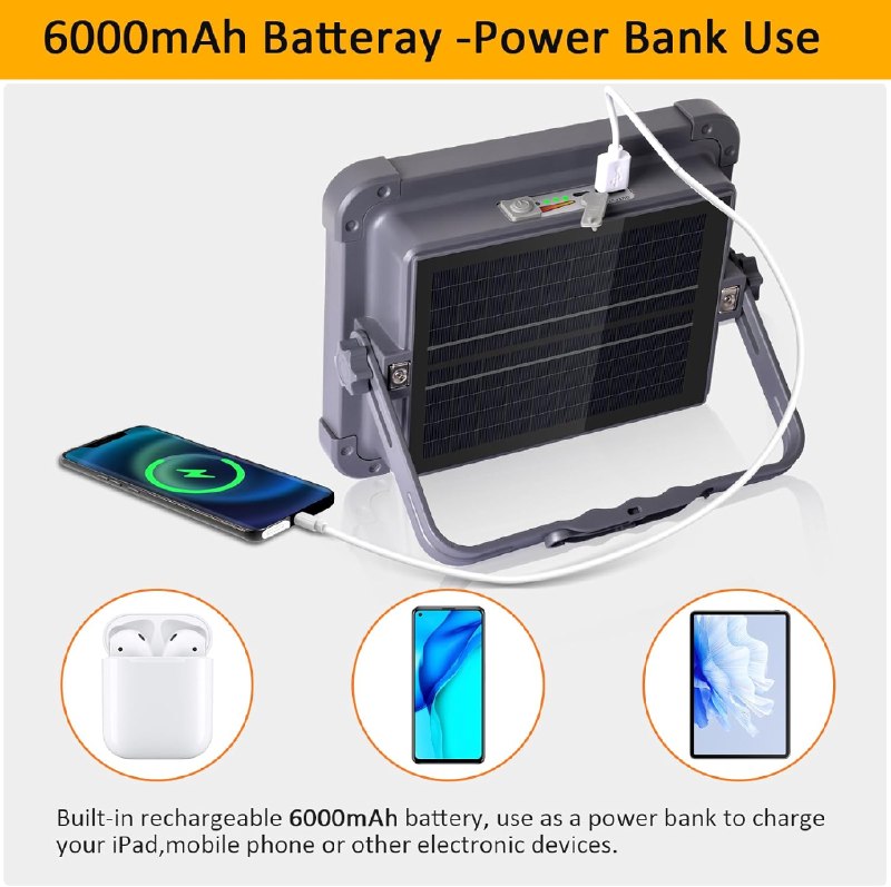 Lampe de travail solaire rechargeable portable مصباح عمل شمسي محمول قابل للشحن