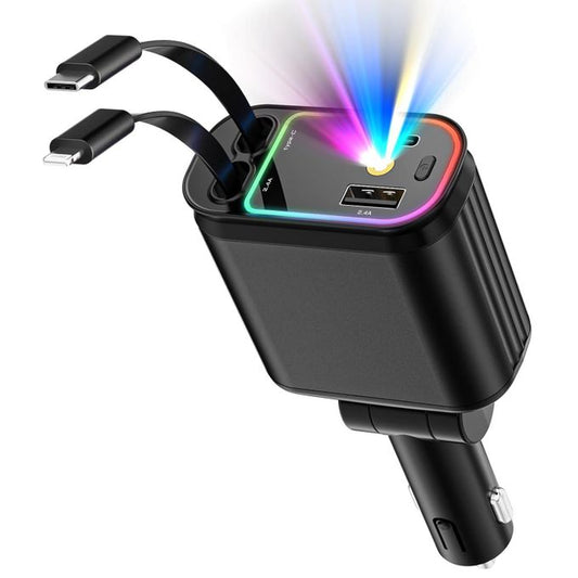 شاحن سيارة قابل للسحب 4 في 1 مع سقف بإضاءة النجوم Chargeur Voiture 4en1 Rétractable avec toit Starlight
