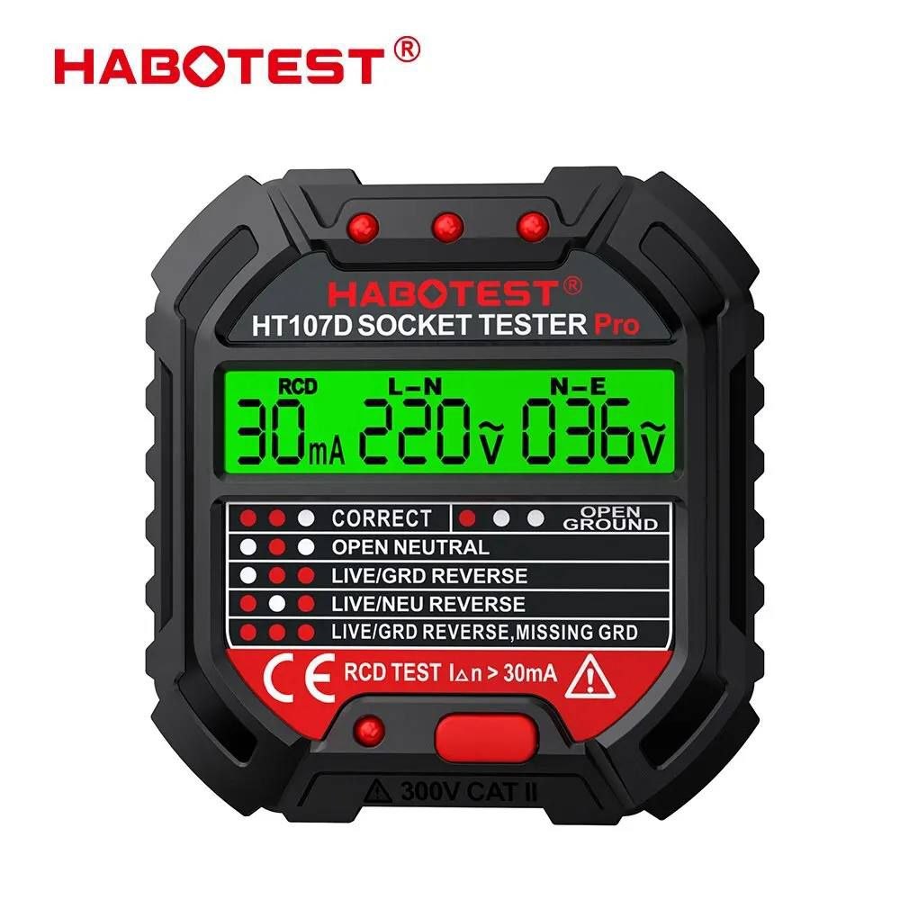 Testeur de prises HT106 HT107 Pro Test de tension Détecteur de prises جهاز اختبار المقابس