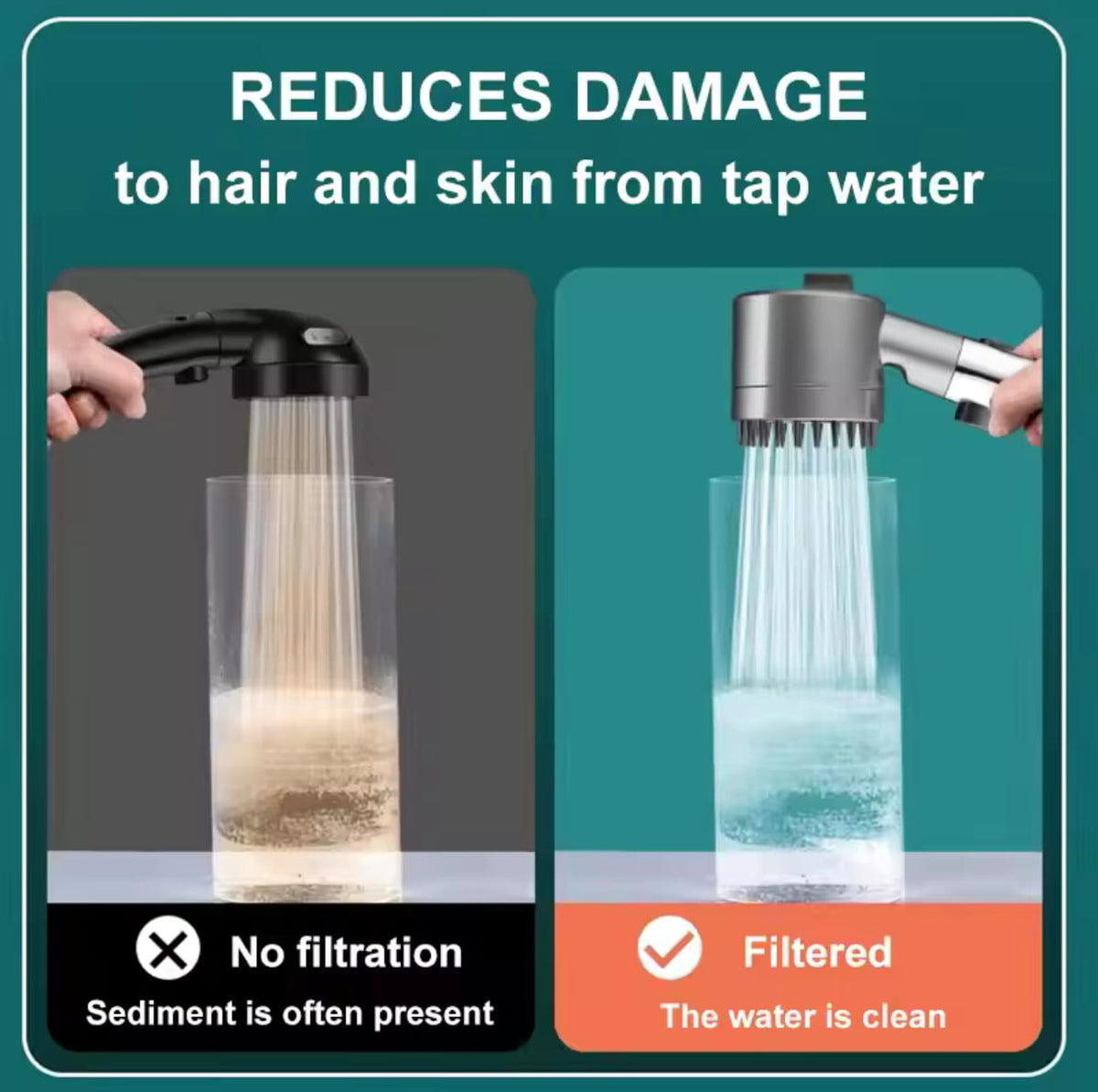 TURBOCHARGED SHOWER HEAD رشاشة دوش رأس دش عالي الضغط مع مرشح مدمج Pommeau de douche haute pression avec filtre intégré Turbocharged Shower Head