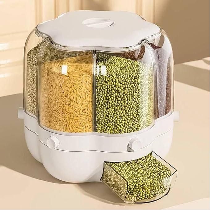 منظم القطاني 7 لتر الحجم الكبير Rotating Rice Barrel Distributeur et rangement hermétique pour céréales et légumineuses