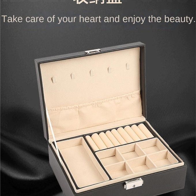 Boîte à bijoux en cuir double couche صندوق مجوهرات جلدي مزدوج الطبقات