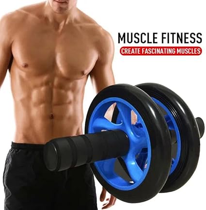 عجلة تمارين البطن الدوارة المزدوجة أسطوانة لتمارين عضلات البطن، بمقبض مانع للانزلاق AB WHEEL EXERCISER  Roulette abdos et musculation, poignée antidérapante