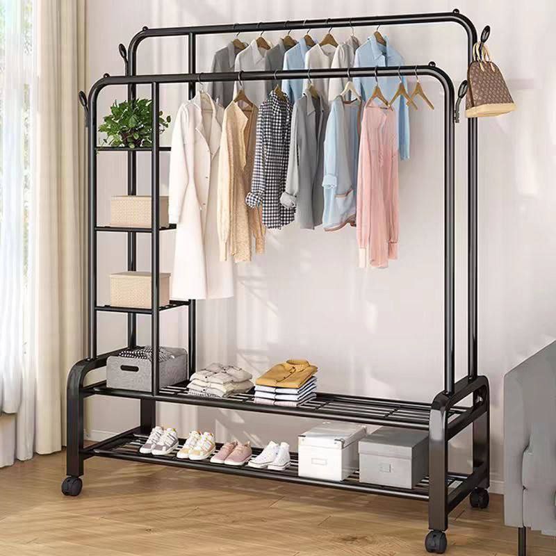 رف ملابس قوي مزدوج القضبان