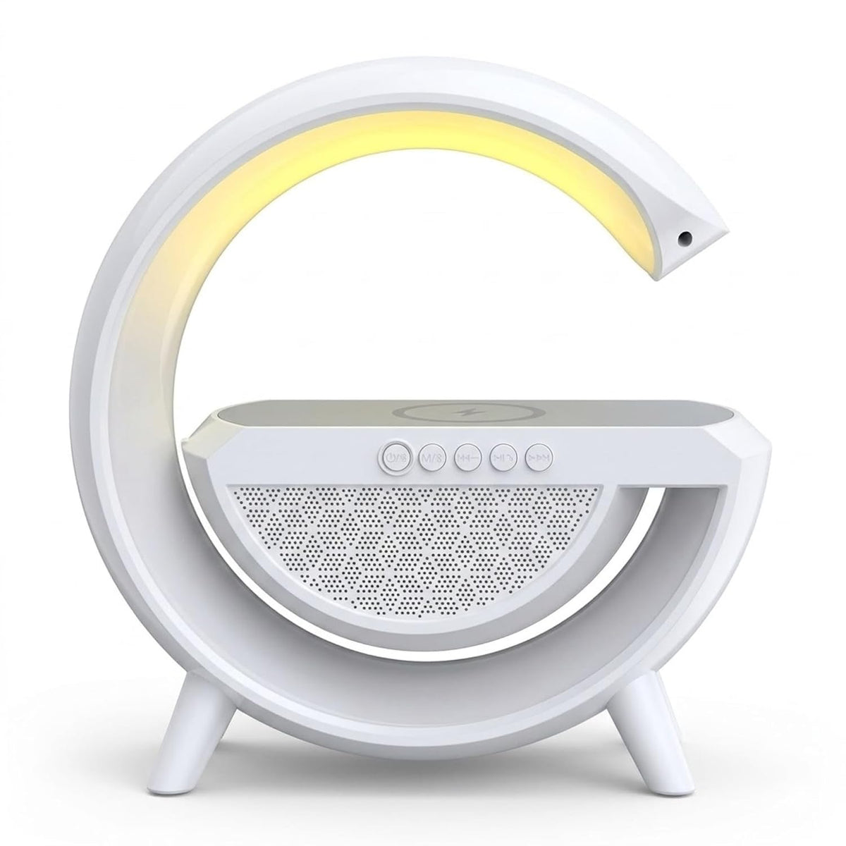 مصباح طاولة مزود بمكبر صوت بلوتوث، ومنبه، وراديو FM، وشحن لاسلكي، وإضاءة LED Lampe de Table avec Haut-Parleur Bluetooth,Réveil, Radio FM,Charge sans Fil et lumière