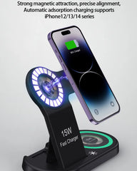 Fast charger 15W 15W 3-en-1 chargeur de téléphone sans fil multifonction pliable réglable charge sans fil AK1006