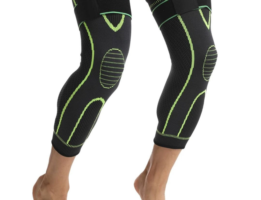 دعامتان مرنتان للركبة والساق والساق، تدعمان الساق، جبيرة 2 Genouillères de Compression élastique,Compression Genou