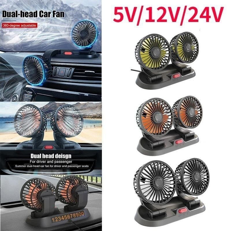 Ventilateur de refroidissement de voiture double tête مروحة تبريد سيارة برأسين، مروحة 12 فولت منخفضة الضوضاء