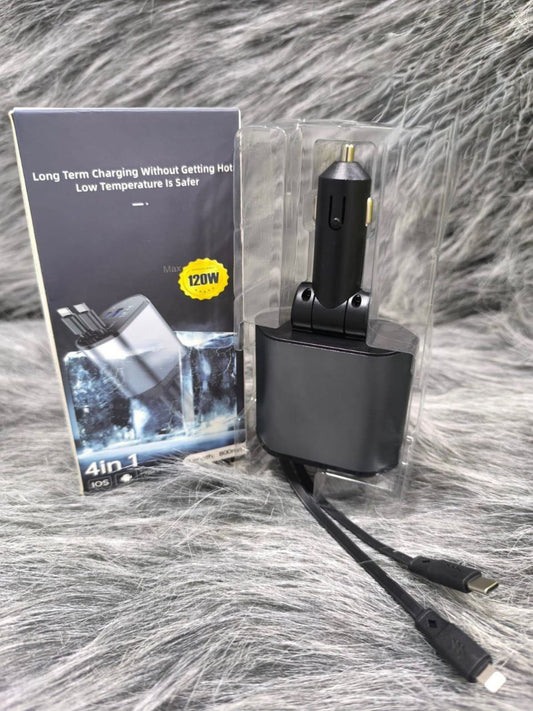 Chargeur rétractable 120W types C et iphone