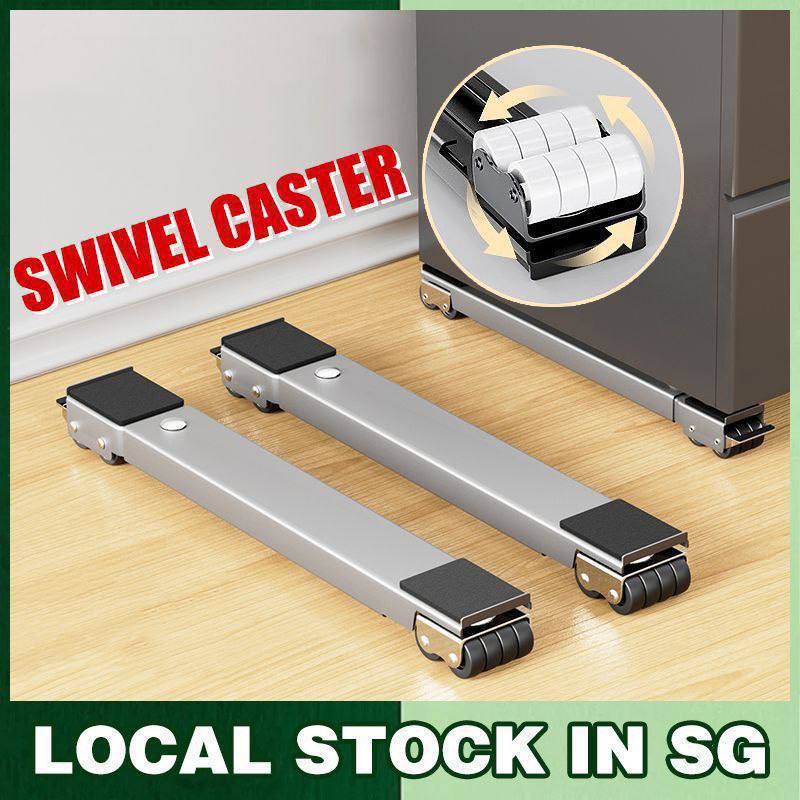 قطعة واحدة من قاعدة عربة الغسالة 1Pièce Machine à Laver Socle Chariot Pieds Chariot Télescopique Réglable Mobile Réfrigérateur Support Roue pour Sèche-Frigo Gris