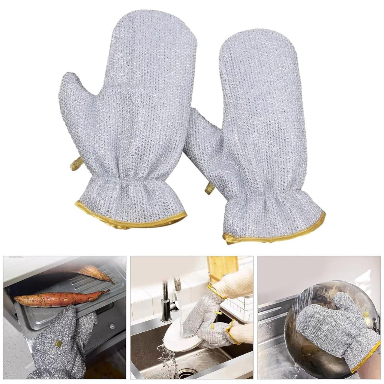 قفازات غسيل أطباق من الفولاذ المقاوم للصدأ فائق المتانة Gants Vaisselle Inox Ultra Résistant