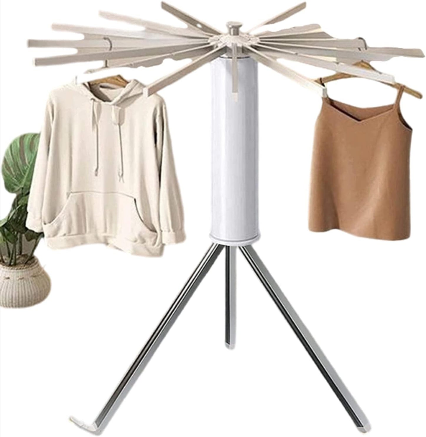 HANGING DRYING Porte-vêtements extensible rotatif triangulaire 3D 16 barres pliable  رف ملابس ثلاثي الأبعاد مثلث الشكل قابل للدوران والتمديد، مزود بـ 16 قضيبًا، قابل للطي