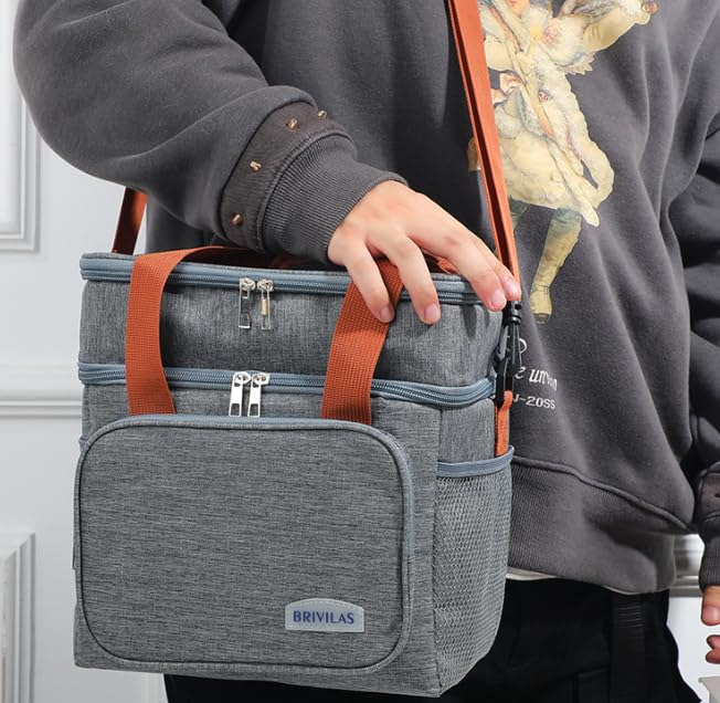 Sac isotherme à double compartiment pour repas, idéal pour les sorties حقيبة حرارية للوجبات بجيبيْن منفصلين، مثالية للنزهات والسفر.