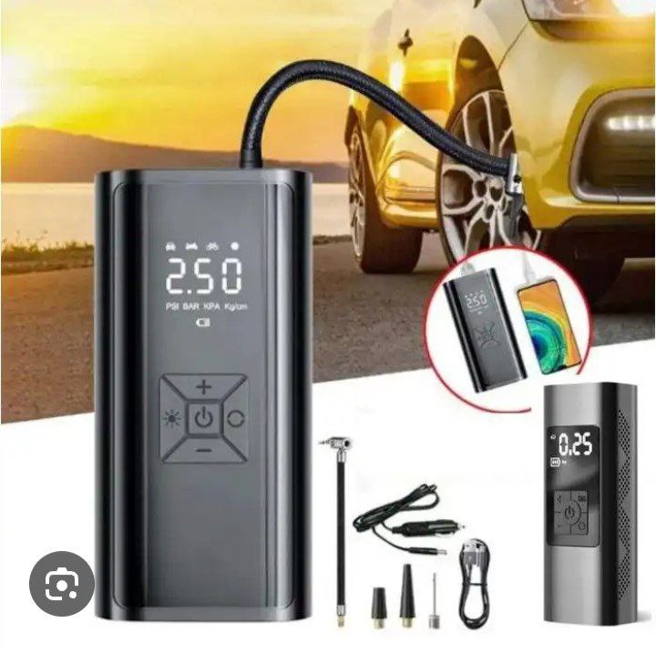 Inflateur de pneu Compresseur d'air portable, pompe à air sans fil pour pneus de voiture منفاخ إطارات محمول، ضاغط هواء، مضخة هواء لاسلكية لإطارات السيارات
