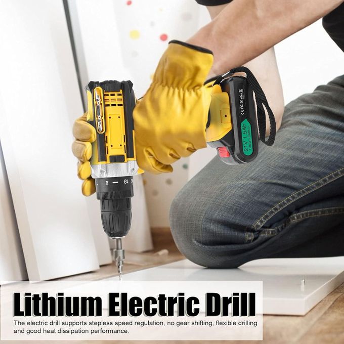 مثقاب ومفك براغي لاسلكي احترافي مع بطاريتين وملحقات Perceuse et Visseuse Professionnelle Sans Fil Avec 2 Batteries Et Accessoires