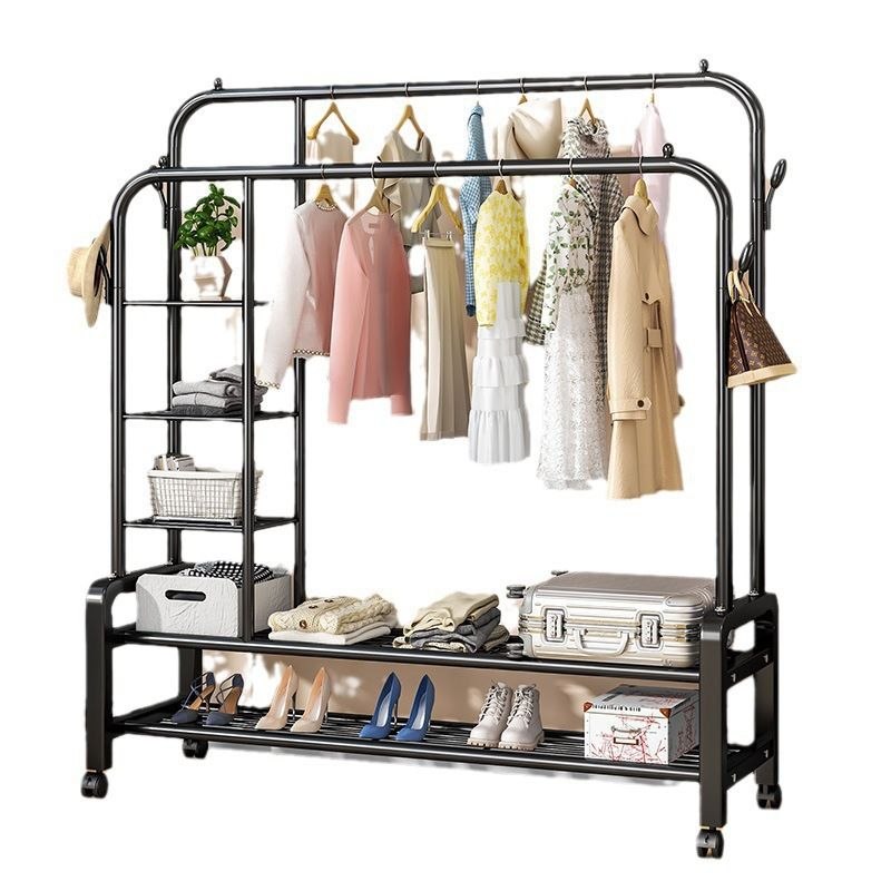 Porte-manteau Double Barre avec Étagères à Chaussures, Organisateur de Vêtements علاقة ملابس مزدوجة مع أرفف للأحذية، منظم ملابس، خزانة ملابس