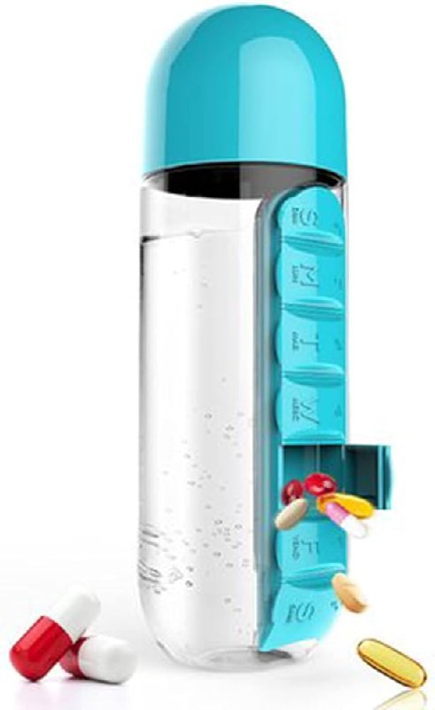 زجاجة الماء 2 في 1 مع منظم الأدوية Bouteille d'eau avec pilulier 2 en 1