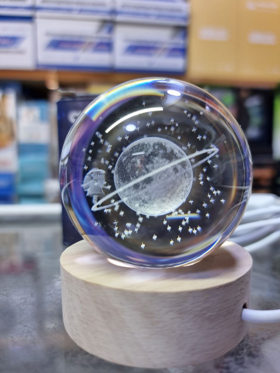 مصباح كروي بلوري صغير متغير الألوان تلقائيًا Mini Crystal Ball Lamp