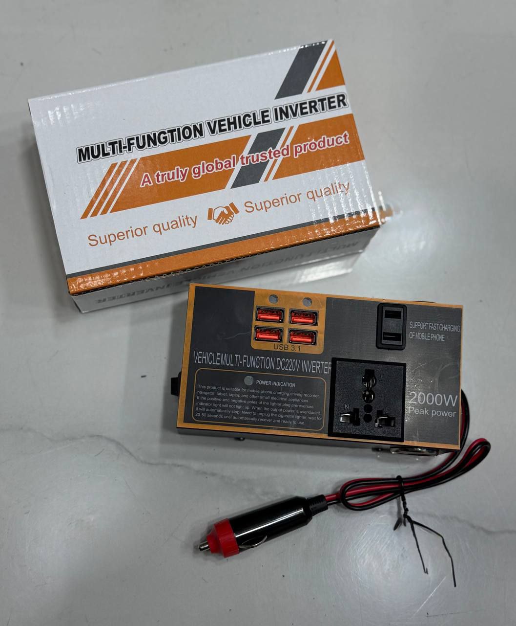 Multifunction vehicle inverter 2000W 220V Convertisseur de puissance pour voiture, transformateur de tension, affichage LED