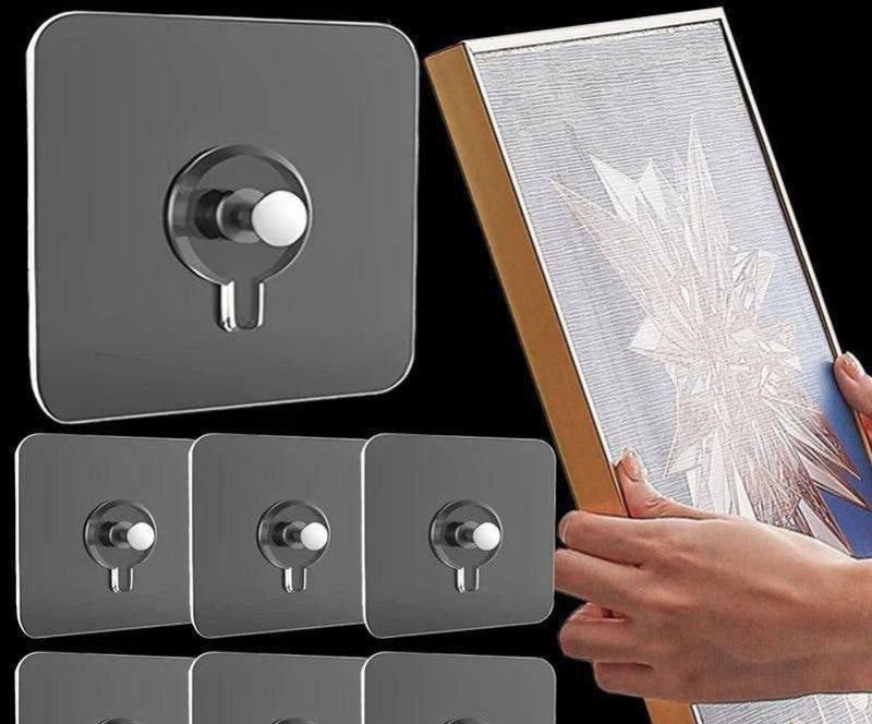 Pack 6Pièces Crochet Adhésif Transparent, Adhesif Mural Tableau خطافات لاصقة شفافة