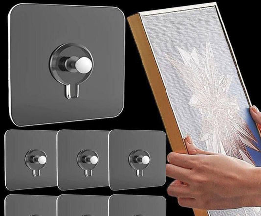 Pack 6Pièces Crochet Adhésif Transparent, Adhesif Mural Tableau خطافات لاصقة شفافة