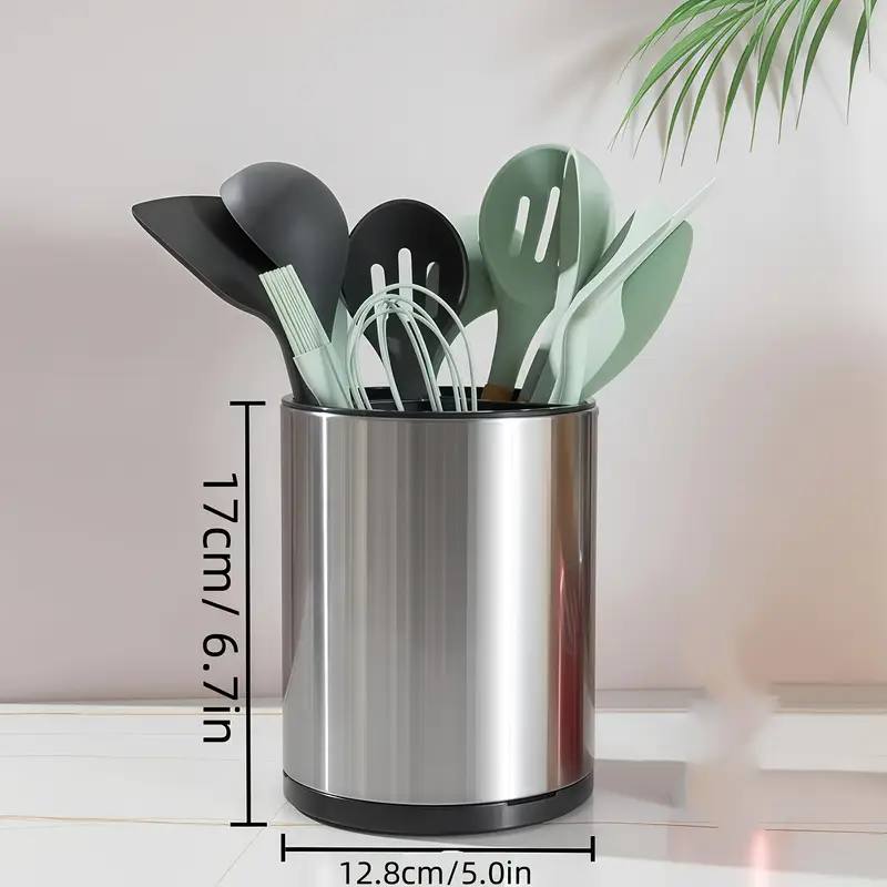 Rangement à Ustensiles de Cuisine en Acier Inoxydable منظم أدوات المطبخ المصنوع من الفولاذ المقاوم للصدأ والقابل للدوران 360 درجة