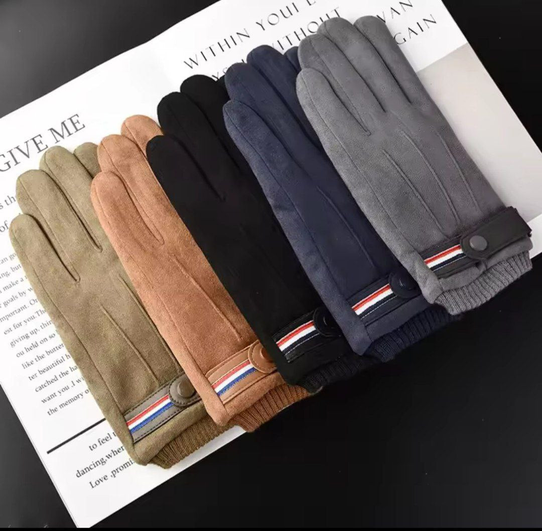 Gants de cyclisme d'hiver pour hommes avec écran tactile, gants en velours coupe-vent قفازات ركوب الدراجات الشتوية للرجال مزودة بشاشة لمس، قفازات مخملية مقاومة للرياح