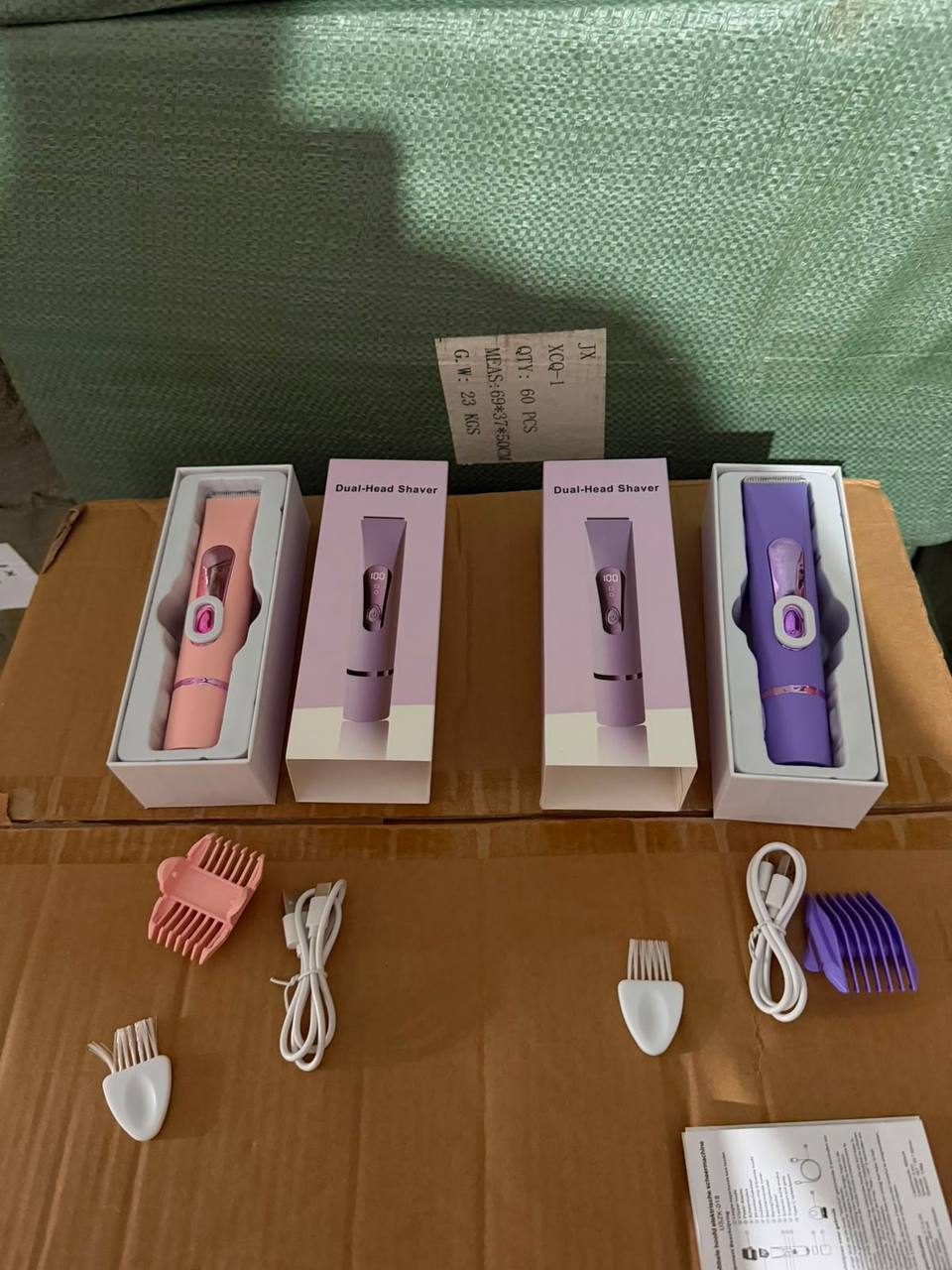جهاز إزالة الشعر وتشذيب المناطق الحساسة، مقاوم للماء، ماكينة حلاقة كهربائية برأسين Épilateur électrique 2-en-1 pour femmes