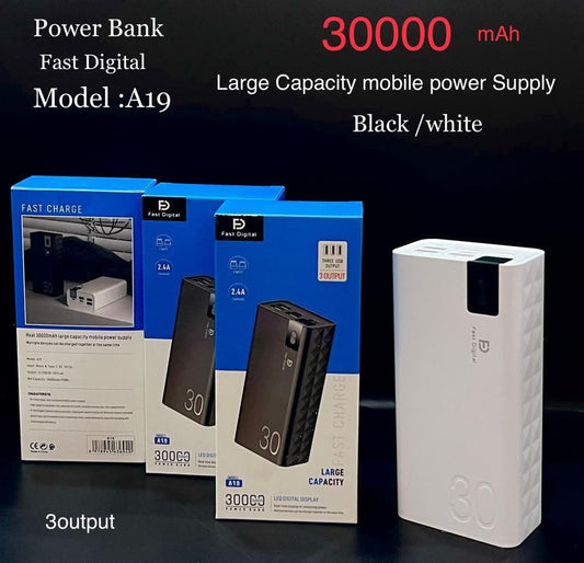 Power bank 30000mah 3OUTPUT 2.4A شاحن متنقل