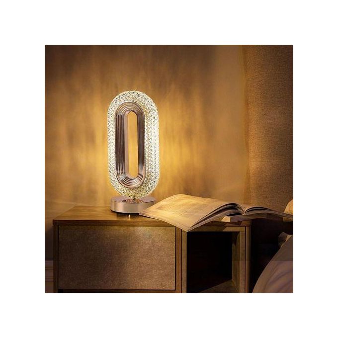 مصباح طاولة كريستالي بتصميم أنيق وقابل لإعادة الشحن Lampe de Table Design en Cristal