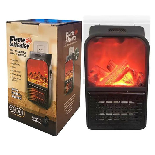 سخان شوفاج مدفأة كهربائية صغيرة بتأثير اللهب مع جهاز تحكم عن بعد Mini Chauffage Effet Flamme avec Télécommande, 900W