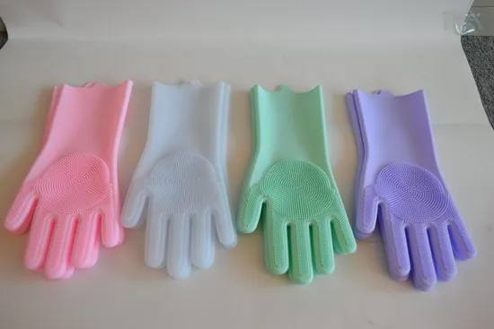 قفازات تنظيف متعددة الوظائف من السيليكون Gants sont des gants de nettoyage multifonctions en silicone avec brosses intégrées