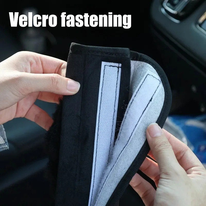 Cat Car Ceinture غطاء ووسادة لحزام الأمان بتصميم قطة سوداء 1 housse de ceinture de sécurité en peluche noire motif chat pour voiture