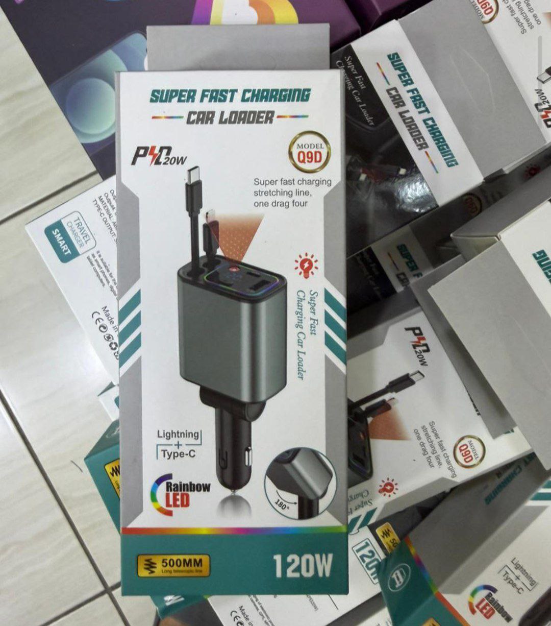 شاحن سيارة 4 في 1 بقوة 120W 4  in 1 Chargeur de voiture 120W Dual USB