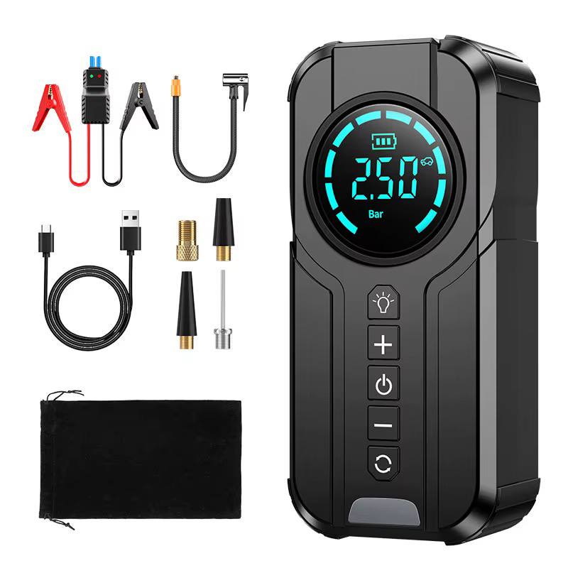 Démarreur de Voiture, Compresseur d'Air Portatif, Power Bank et Lampe LED Jump Starter with Air Pump معزز بطارية 4 في 1 1920 جهاز تشغيل السيارة، ضاغط هواء محمول، بنك طاقة، ومصباح LED