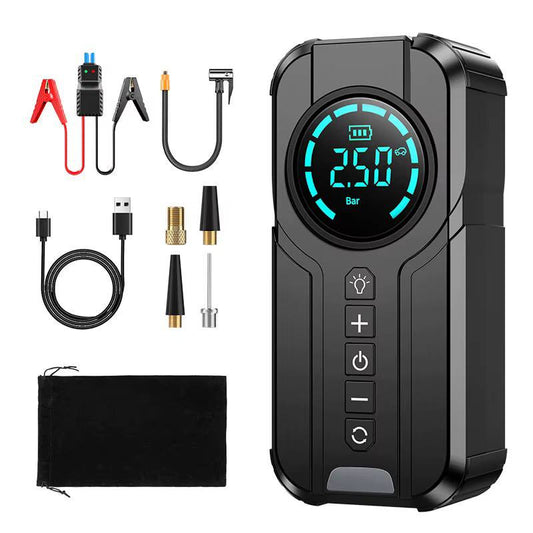 Démarreur de Voiture, Compresseur d'Air Portatif, Power Bank et Lampe LED Jump Starter with Air Pump معزز بطارية 4 في 1 1920 جهاز تشغيل السيارة، ضاغط هواء محمول، بنك طاقة، ومصباح LED
