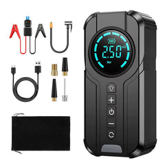 Démarreur de Voiture, Compresseur d'Air Portatif, Power Bank et Lampe LED Jump Starter with Air Pump معزز بطارية 4 في 1 1920 جهاز تشغيل السيارة، ضاغط هواء محمول، بنك طاقة، ومصباح LED