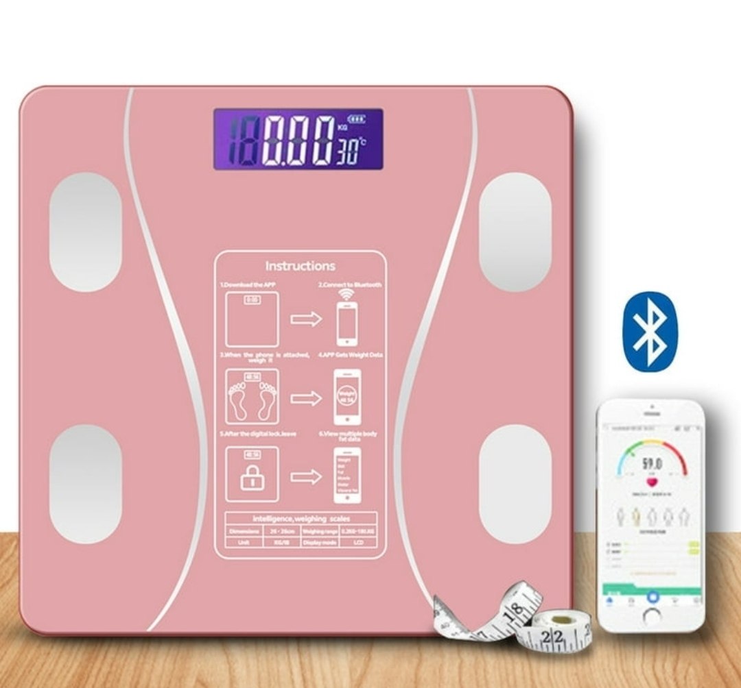 الميزان الذكي الوردي Balance intelligente rose pèse-personne électronique connecté