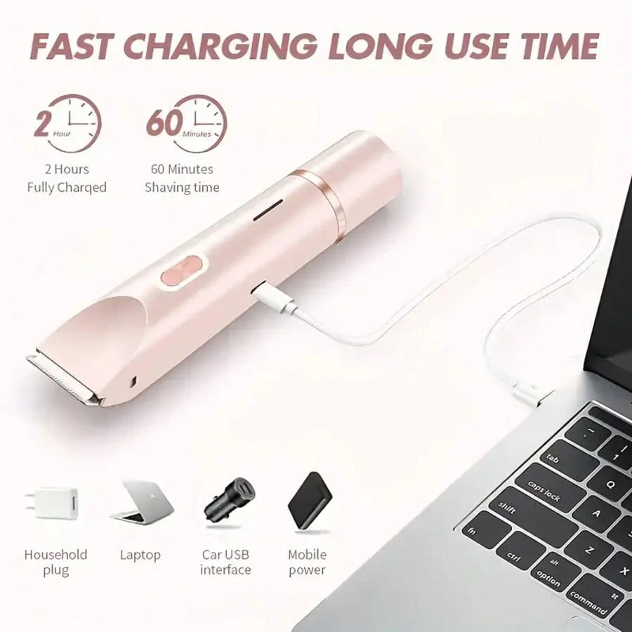 ماكينة حلاقة كهربائية وردية اللون برأسين للنساء Rasoir électrique rose à double tête 2 en 1 pour femme