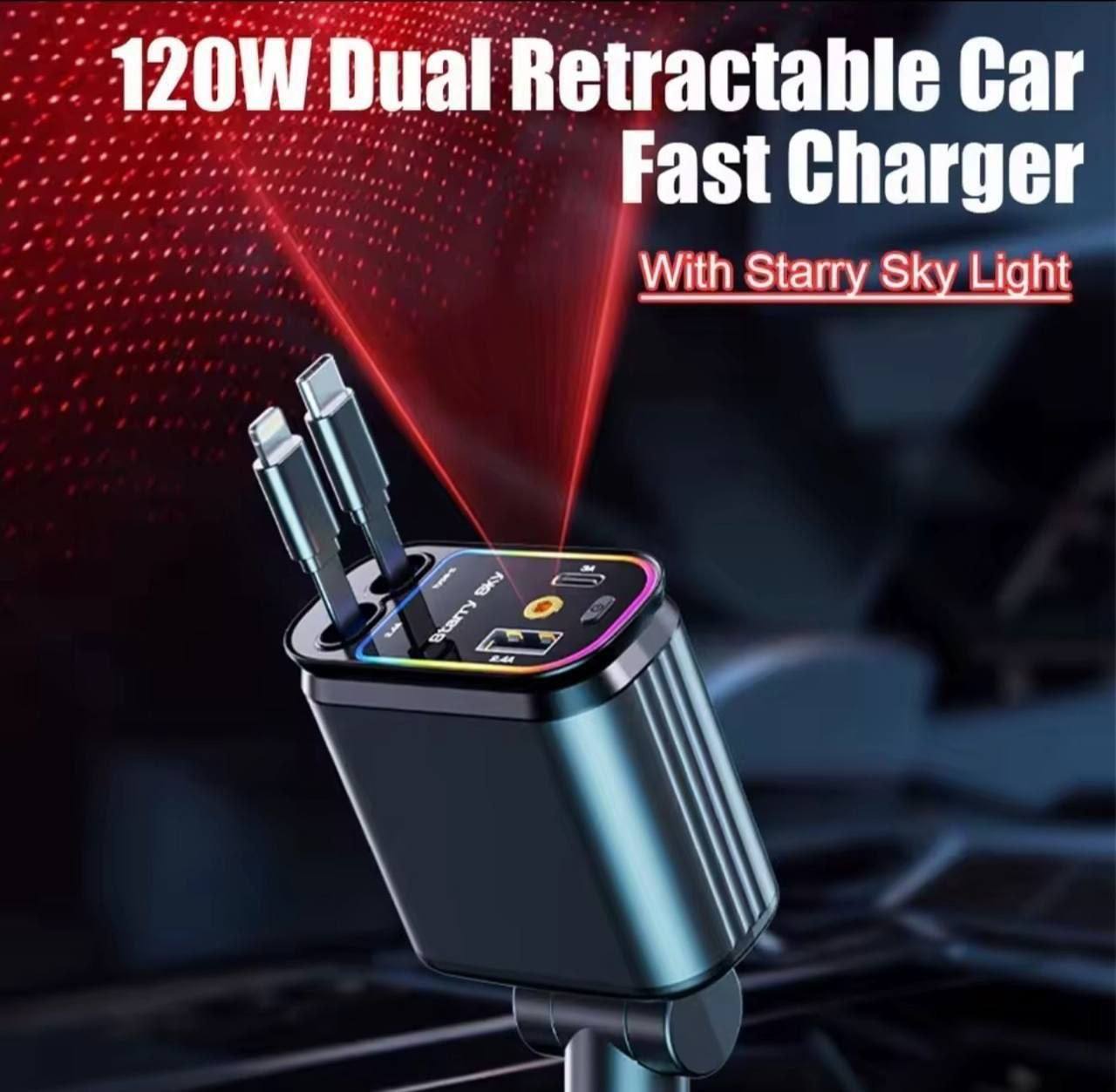 Chargeur de voiture rapide 4 en 1 شاحن سيارة سريع 4 في 1 مصمم لشحن أجهزة متعددة بسرعة في وقت واحد