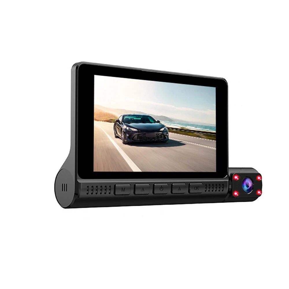 كاميرا السيارة ثلاثية العدسات مسجل فيديو للسيارة Enregistreur vidéo E-ACE pour voiture de 4 pouces avec 3 caméras FHD 1080P, support pour caméra arrière