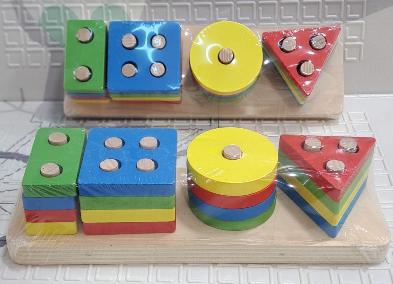 Jouets empilables géométriques en bois pour enfants, puzzle pour tout-petits