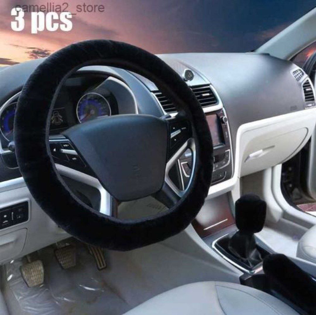 مجموعة من 6 قطع من أغطية عجلة القيادة النسائية من الفرو Ensemble de housses de volant moelleuses pour femmes