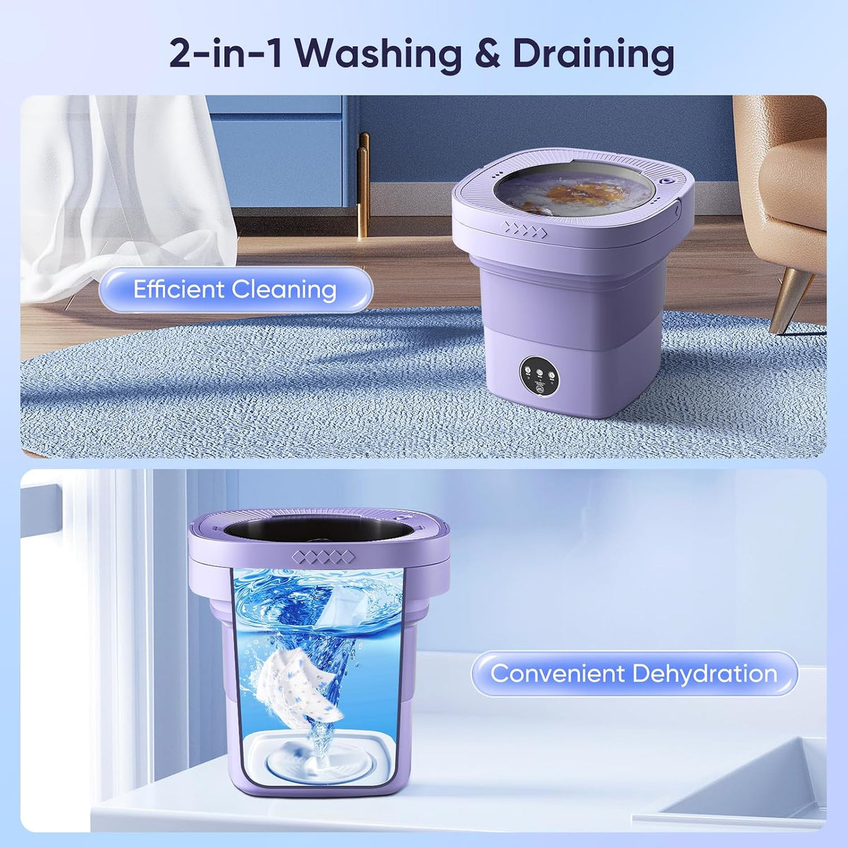 غسالة صغيرة محمولة قابلة للطي بسعة Mini-machine à laver portable pliable de 6,5 L