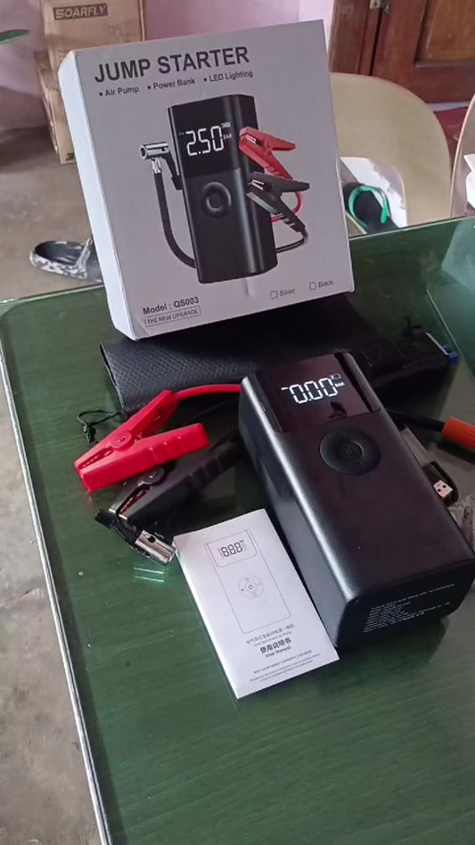 جهاز بدء تشغيل محمول عالي الطاقة 4في1، مضخة هواء 10000mAh Jump Starter