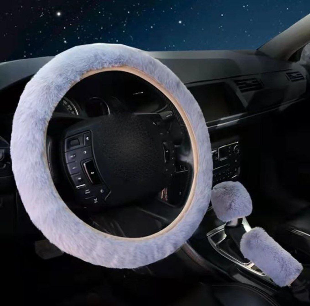 مجموعة من 6 قطع من أغطية عجلة القيادة النسائية من الفرو Ensemble de housses de volant moelleuses pour femmes