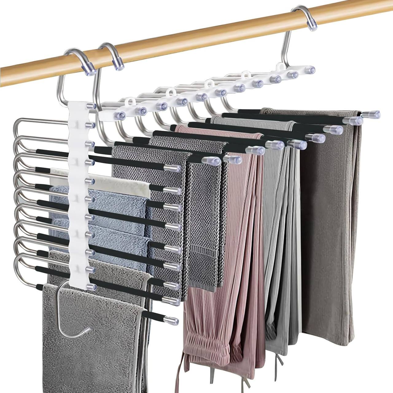 Cintres pour pantalons, peu encombrants en acier inoxydable شماعات بنطلونات من الفولاذ المقاوم للصدأ موفرة للمساحة، غير قابلة للانزلاق